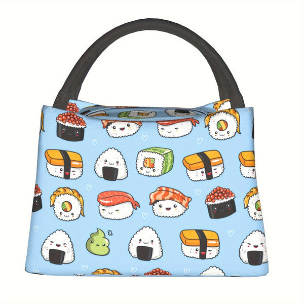 1pc Cute Sushi Portable Reusable Cooler Bag, Cooler Bag, Insulated Lunch Bag for Camping Picnic Beach Essentials for Home, Restaurant, Office, Construction Site And Outdoor 11X6. 5X7 in