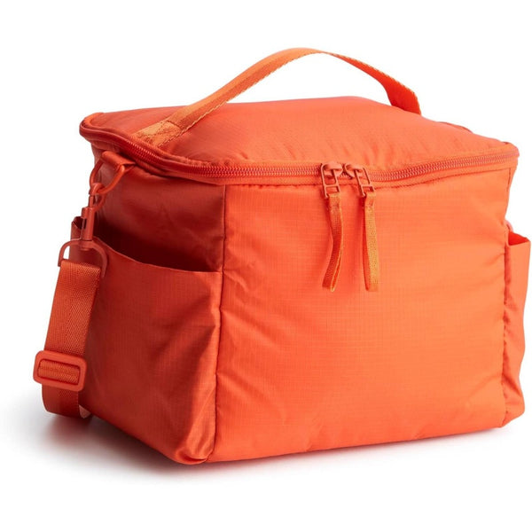 Women'S Insulated Ripstop Lunch Cooler - Microwave-Safe Non-Woven Fabric Thermal with Zippered Compartments & Sturdy Carry Handle, Leakproof & Food-Safe for Hot\u002FCold Meals, Office, Picnic, Travel - Compact Square Design in Vibrant Orange (No Batteri