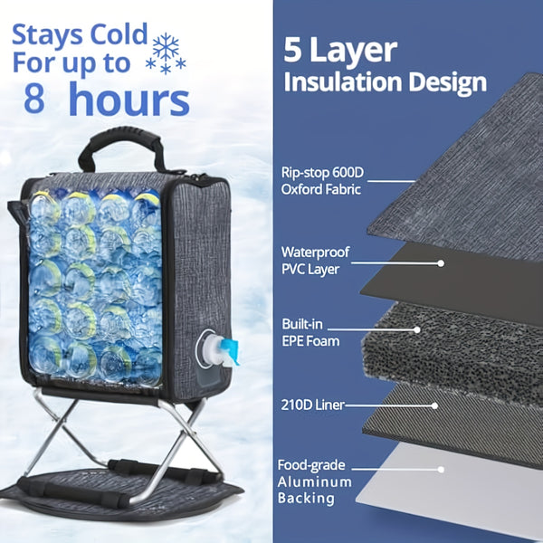 Backpack Cooler Insulated Leak Proof for Keeping Cool, Collapsible Support Stand with Rotary Bottom Tray, Cup Holder Cutlery Set for Camping Lunch