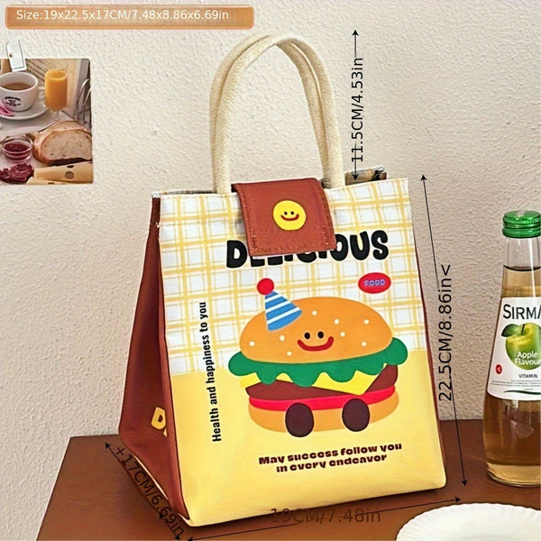 Cute Cartoon Bento Bag Cute Cartoon Thermal Preservation Bento Bag | Large Capacity Handbag for Office Worker & Student Lunch Box