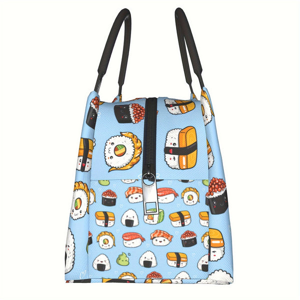 1pc Cute Sushi Portable Reusable Cooler Bag, Cooler Bag, Insulated Lunch Bag for Camping Picnic Beach Essentials for Home, Restaurant, Office, Construction Site And Outdoor 11X6. 5X7 in