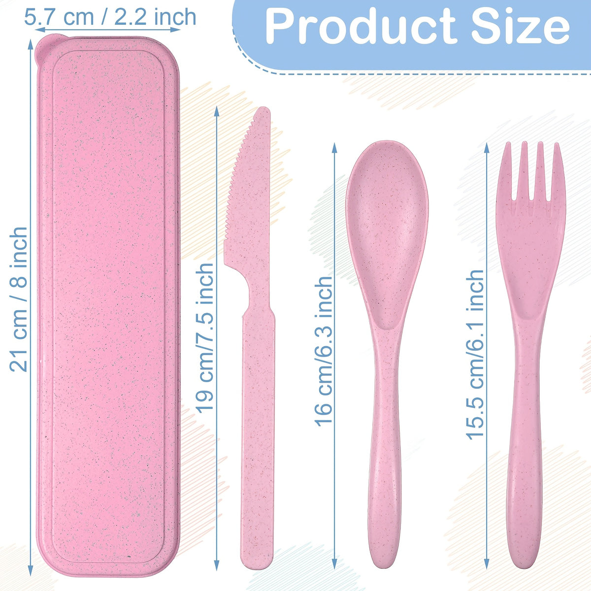 28pcs High-Quality Wheat Straw Cutlery Set with Colorful Cases - Reusable Spoons, Forks, Knives for Travel, Picnics, Lunch - Durable, Lightweight & Portable Tableware, Wheat Straw Dinnerware Set