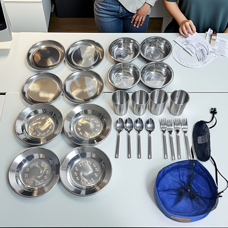 30P Home, Outdoor Cutlery, Spoons, Cups And Dishes Set