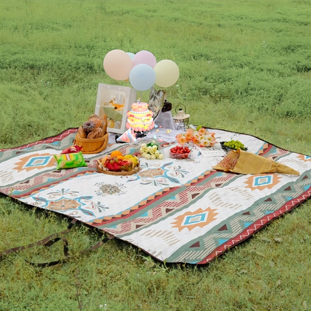 1pc Large Portable Outdoor Camping Picnic Blanket - High Quality & Heavy-Duty All-Season Thickened -like Texture with Blue\u002FBeige\u002FRed\u002FBlack\u002FWhite\u002FGray\u002FOrange\u002FTeal Patterns, Lightweight & Compact for Hiking, Beach, BBQ, Pa