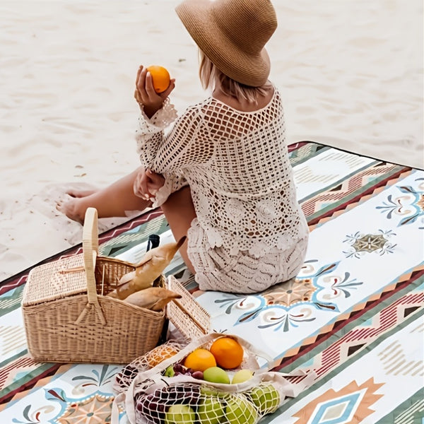 1pc Large Portable Outdoor Camping Picnic Blanket - High Quality & Heavy-Duty All-Season Thickened -like Texture with Blue\u002FBeige\u002FRed\u002FBlack\u002FWhite\u002FGray\u002FOrange\u002FTeal Patterns, Lightweight & Compact for Hiking, Beach, BBQ, Pa