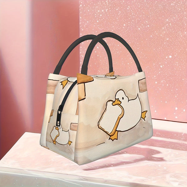 1pc Duck Pattern, Portable And Reusable Refrigerated Bag, Insulated Lunch Bag, Used For Camping, Picnicking, Beach, Home, Restaurant, Office, Outdoor. Suitable For Gifting To Friends. Family Birthday Gifts, Holiday Gifts. Local Repository