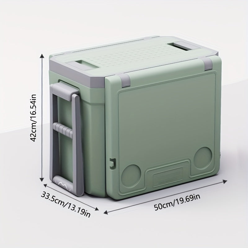 32L Camping Cooler, Portable Cooling Box, Suitable For Barbecue, Camping, Picnicking, And Other Outdoor Activities. Comes With A Folding Table And 2 Folding Chairs