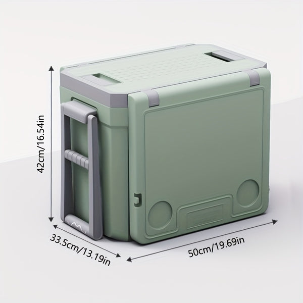 32L Camping Cooler, Portable Cooling Box, Suitable For Barbecue, Camping, Picnicking, And Other Outdoor Activities. Comes With A Folding Table And 2 Folding Chairs