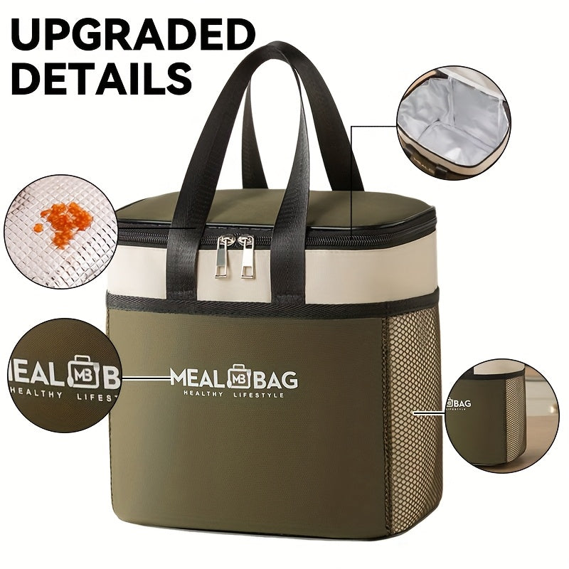 9L Outdoor Cooler Bag, Insulated Lunch Tote, Portable Thermal Lunch Box, Picnic Bag, Large Capacity Handheld Food Carrier for Camping & Work, Non-Food Contact, Perfect Back-to-School Gift