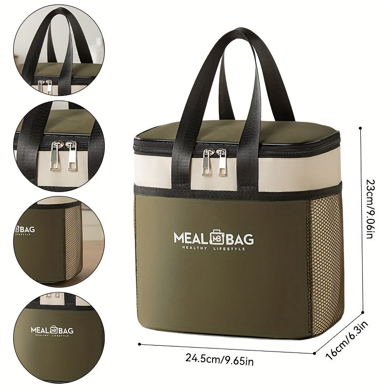 9L Outdoor Cooler Bag, Insulated Lunch Tote, Portable Thermal Lunch Box, Picnic Bag, Large Capacity Handheld Food Carrier for Camping & Work, Non-Food Contact, Perfect Back-to-School Gift