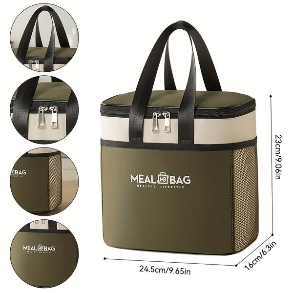 9L Outdoor Cooler Bag, Insulated Lunch Tote, Portable Thermal Lunch Box, Picnic Bag, Large Capacity Handheld Food Carrier for Camping & Work, Non-Food Contact, Perfect Back-to-School Gift