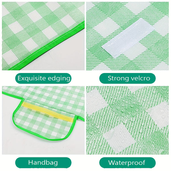 2 Extra Large Durable Picnic Mats, Waterproof And Sandproof, Foldable Beach Mats, Suitable for Camping, Picnicking, Hiking And Activities - Yellow Grid - Green Grid (79*79 Inches), Beach Blanket, Camping Mat, Beach Mat Foldable, Beach Towel, Beach Loungin