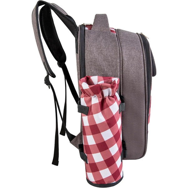All-in-One 2-Person Picnic Backpack Set with Cooler Compartment, Detachable Wine\u002FBottle Holder & Complete Cutlery\u002FPlate Set + Fleece Blanket (45\