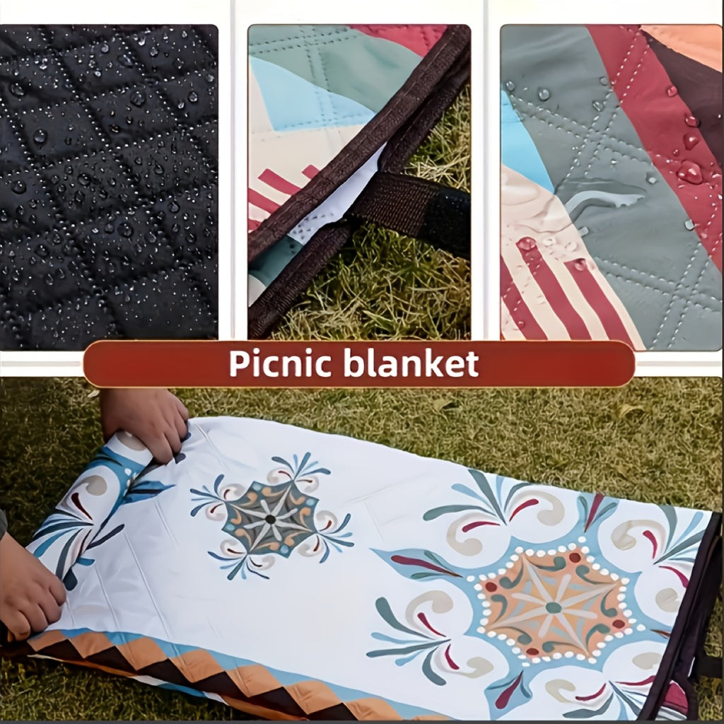1pc Large Portable Outdoor Camping Picnic Blanket - High Quality & Heavy-Duty All-Season Thickened -like Texture with Blue\u002FBeige\u002FRed\u002FBlack\u002FWhite\u002FGray\u002FOrange\u002FTeal Patterns, Lightweight & Compact for Hiking, Beach, BBQ, Pa