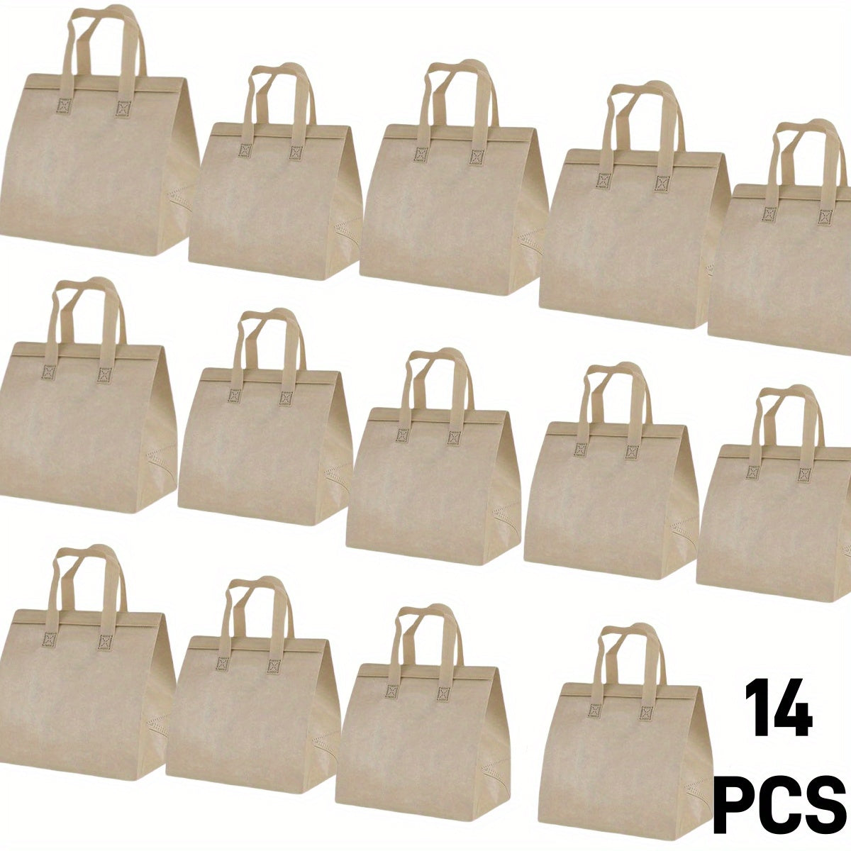 Insulated Take Out Bags 14pcs Disposable Insulated Take Out Bags - Thermal Lunch Tote with Sturdy Handles, Reusable Cooler Bags for Coffee, Tea, Milk, Food Delivery & Fresh Food Delivery, Grocery Bags, Beverage Serving