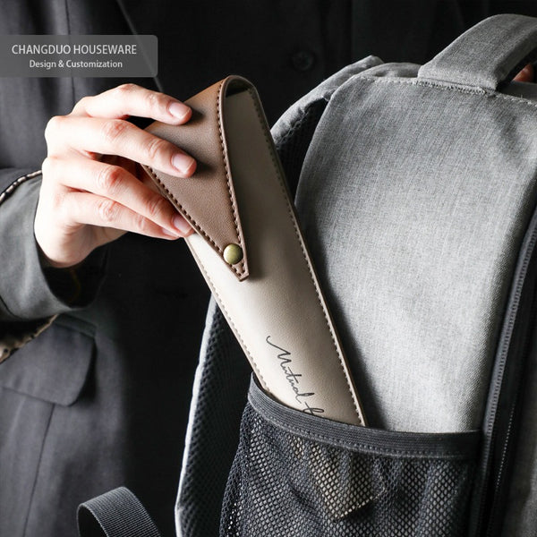 Portable Tableware Set with Leather Case - Compact Travel & Camping Cutlery Kit (Spoon & Chopsticks) - Elegant Outdoor Dining Set, Ideal for, Picnics, Gifts for s &