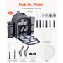 Happybuy 2-Person\u002F4-person Picnic Backpack with Insulated Compartment And Complete Dining Set Ideal for Hiking, Camping And Beach Trips In Grey\u002Fblue