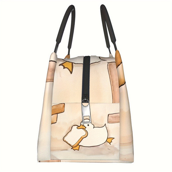 1pc Duck Pattern, Portable And Reusable Refrigerated Bag, Insulated Lunch Bag, Used For Camping, Picnicking, Beach, Home, Restaurant, Office, Outdoor. Suitable For Gifting To Friends. Family Birthday Gifts, Holiday Gifts. Local Repository