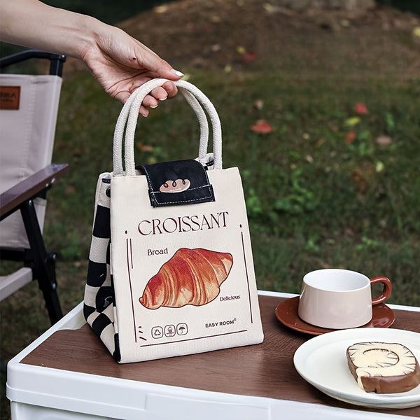 Large Capacity Insulated Lunch Bag with Thermal Insulation - Heavy-Duty Thermal Lunch Tote for Work, School, Office - Leakproof & Foldable Thermal Lunch Box, Beige\u002FBlack\u002FWhite - Keeps Food Hot\u002FCold for Hours, Durable Lunch Bag for Commute,